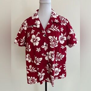 ALOHA REPUBLIC Hawaiian Shirt Button Front Short Sleeve Floral Tropical Tiki